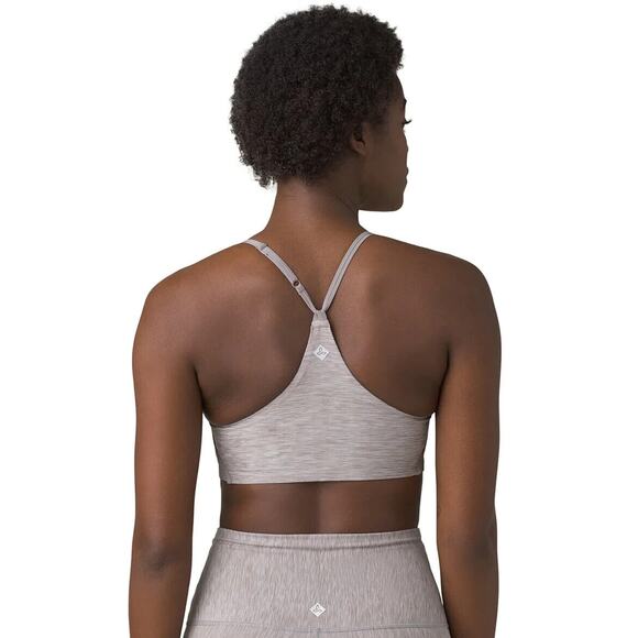 PRANA Womens Size Medium Epivine Sports Bra Gray Space Dye Racerback Long Line - Picture 3 of 7